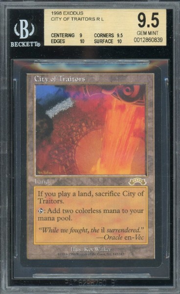 Magic the Gathering MTG City of Traitors Exodus Rare Land BGS 9.5 Gem Mint